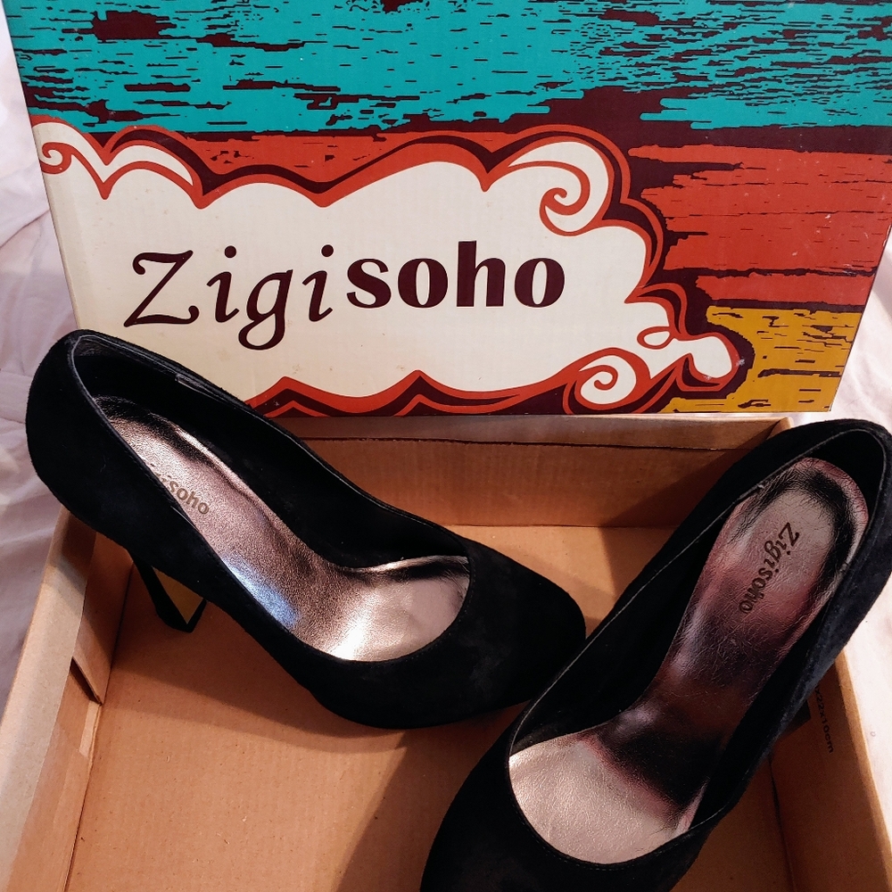 Ziggy Soho faux suede black platform heels